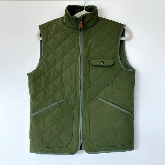 EUC Vineyard Vines Green Quilted Dorset Military Vest Corduroy Collar Size Small - Picture 1 of 10